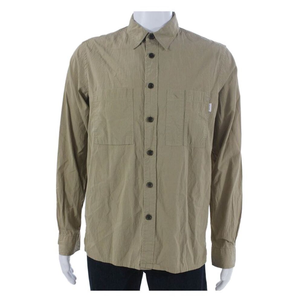 Paul Smith Mens Button-Down Cotton Solid Beige Long Sleeve Shirt Size M
